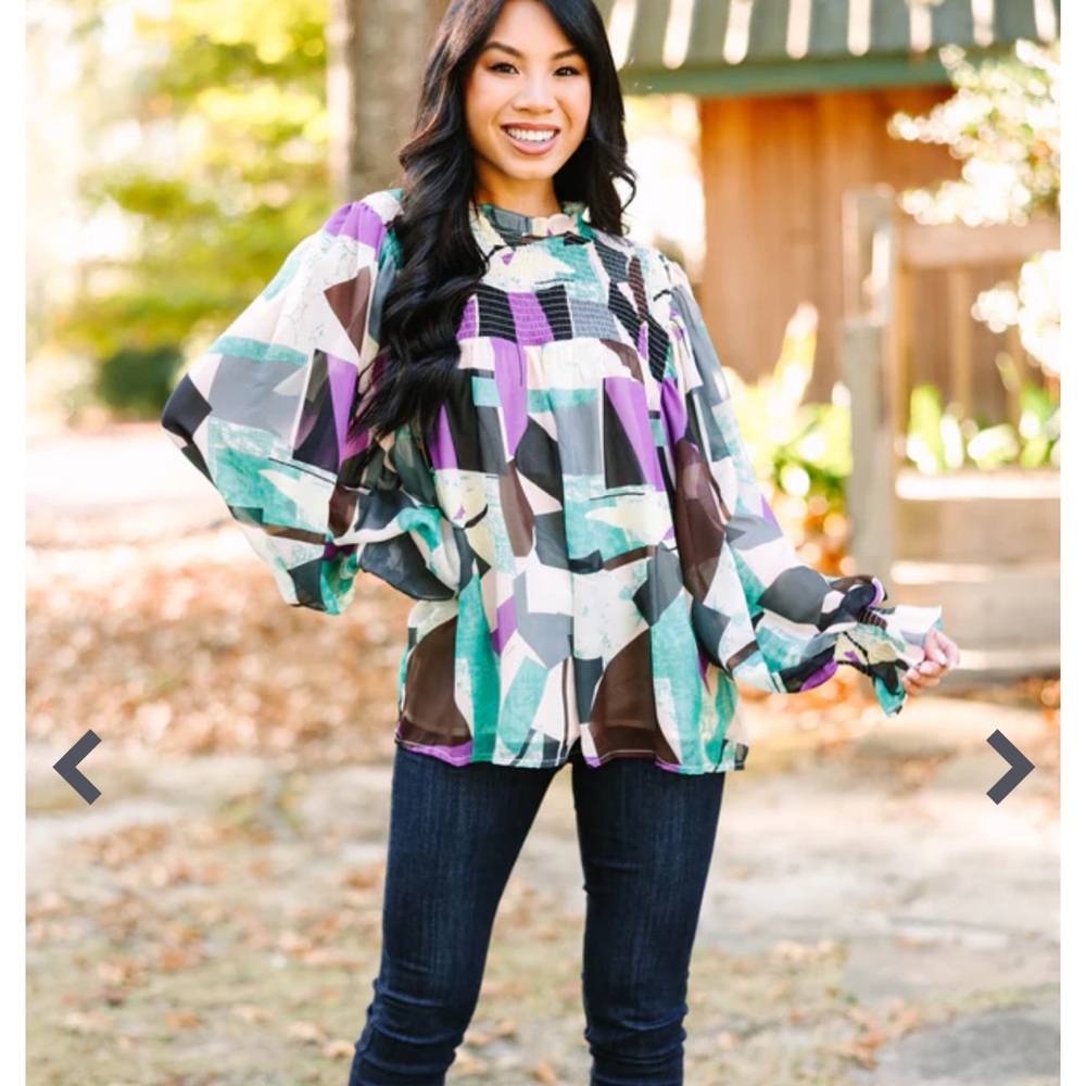 Promised Fun Orchid Purple Abstract Blouse